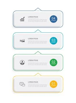 4 data infographics rectangle tab index template. Illustration business abs.. Stockillustratie