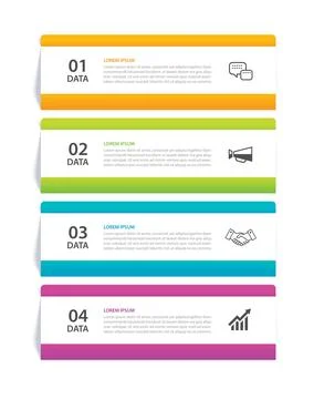 4 data infographics rectangle tab index template. Illustration business abs.. Stock Illustration