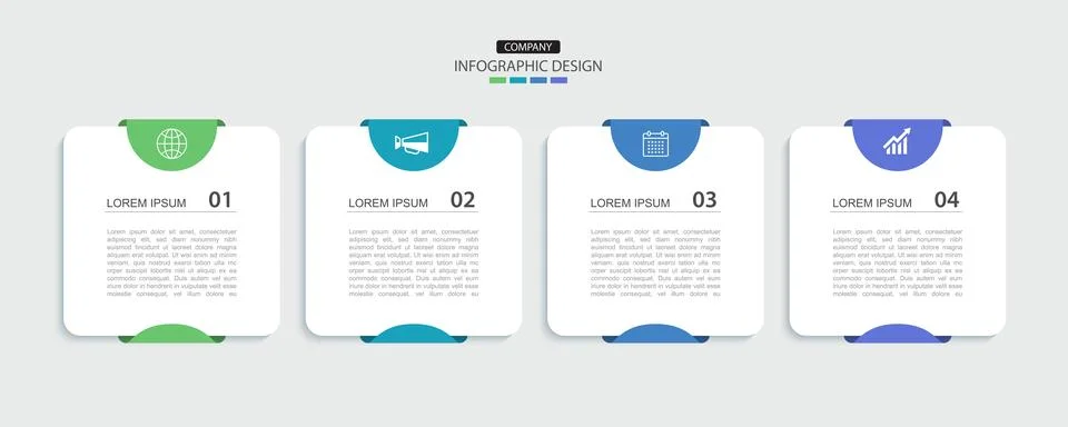 4 data infographics rectangle tab index template. Illustration business abs.. 스톡 일러스트