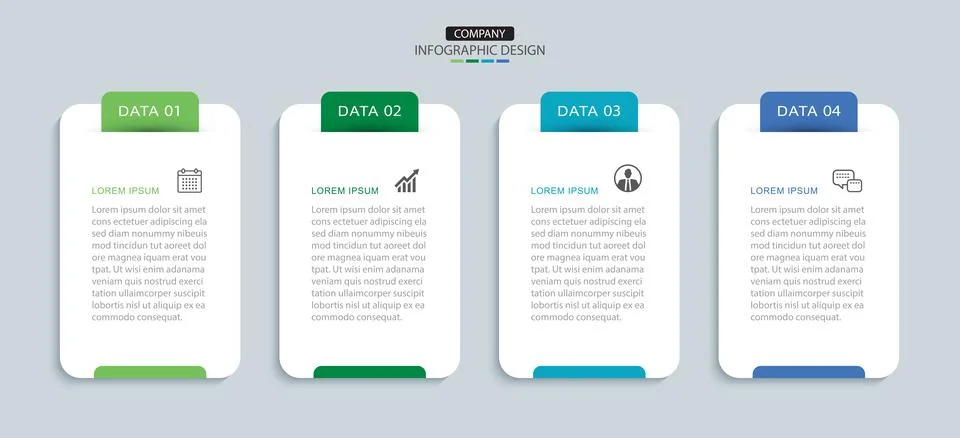 4 data infographics tab layout template. Illustration business abstract bac.. Illustrazione stock
