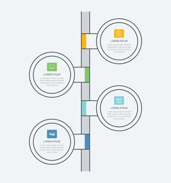 4 data infographics tab paper thin line circle template. Vector illustration  Stock Illustration