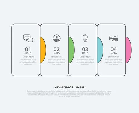 4 data infographics tab paper thin line index template. Vector illustration a Stock Illustration