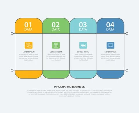 4 data infographics tab paper thin line index template. Vector illustration a Stock Illustration