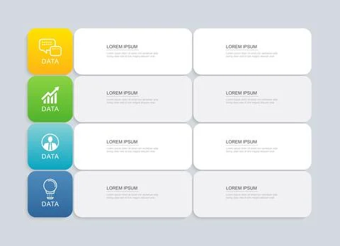 4 data infographics table layout tab paper template. Illustration abstract .. Stock Illustration