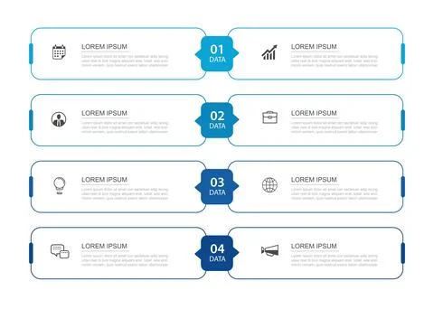 4 data infographics thin line index template. Illustration abstract backgroun Stock Illustration