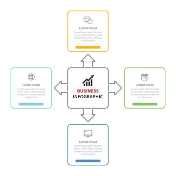 4 data option infographics thin line template design. Illustration abstract b Stock Illustration