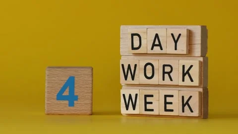 4 day work week symbol. Concept words.  Stock Footage 282670616
