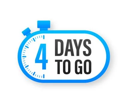 4 Days to go. Countdown timer. Clock icon. Time icon. Count time sale. Vector Illustrazione stock