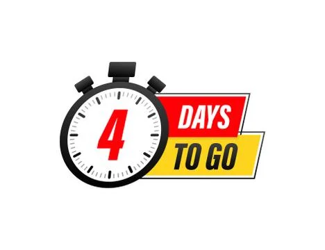 4 Days to go. Countdown timer. Clock icon. Time icon. Count time sale. Vector Stock Illustration