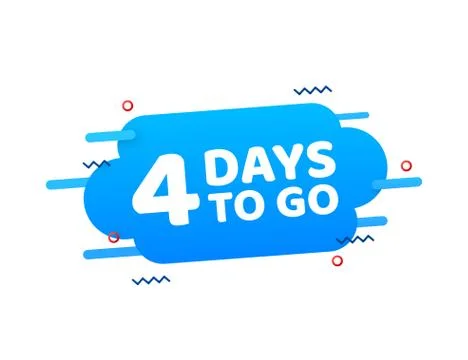 4 Days to go. Countdown timer. Clock icon. Time icon. Count time sale. Vector Illustrazione stock