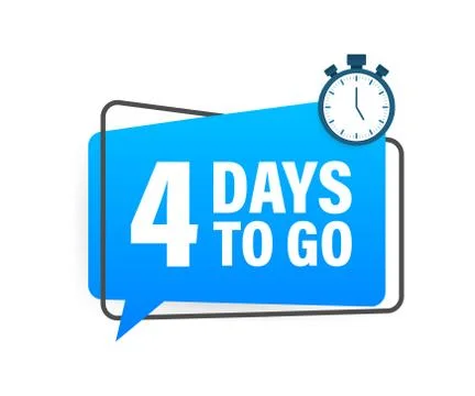 4 Days to go. Countdown timer. Clock icon. Time icon. Count time sale. Vector Illustrazione stock