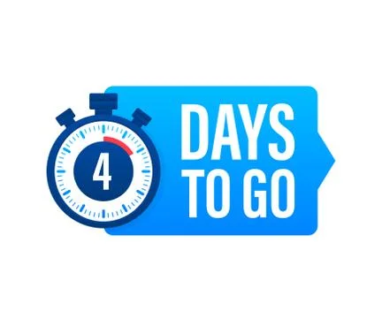 4 Days to go. Countdown timer. Clock icon. Time icon. Count time sale. Vector Illustrazione stock