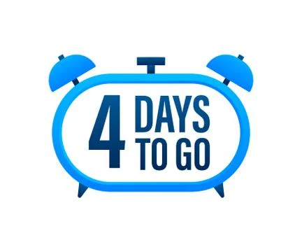 4 Days to go. Countdown timer. Clock icon. Time icon. Count time sale. Vector Illustrazione stock