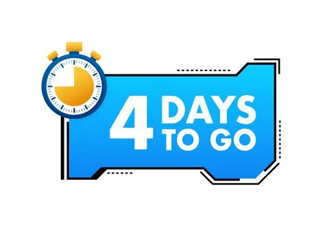 4 Days to go. Countdown timer. Clock icon. Time icon. Count time sale. Vector Illustrazione stock