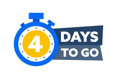 4 Days to go. Countdown timer. Countdown left days banner. Sale or promotion Stock-Illustration