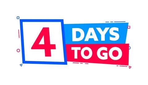 4 Days to go. Countdown timer. Countdown left days banner. Sale or promotion 스톡 일러스트