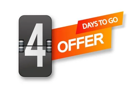 4 days to go icon set. Countdown of days remaining. Offer timer sticker limited Stock-Illustration