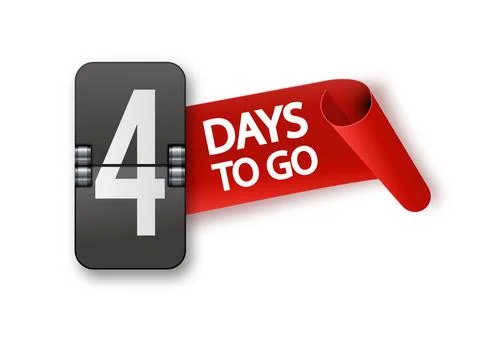 4 days to go icon set. Countdown of days remaining. Offer timer sticker limited Stock Illustration