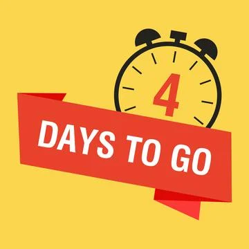 4 days to go last countdown icon. Four days go sale price offer promo deal timer Illustrazione stock