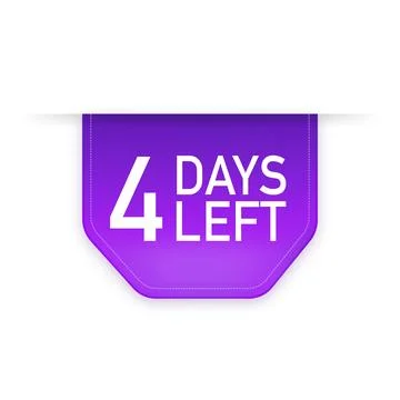 4 Days to go poster in flat style. Vector illustrations for time managment. 스톡 일러스트
