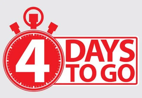 4 days to go red label, vector illustration Stock-Illustration