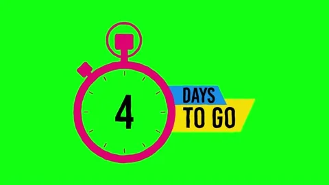 4 Days Left Countdown Animated Cartoon Effect Banner on Green Background Stock Footage 200887597