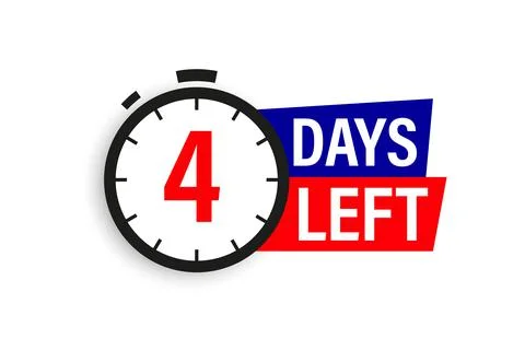 4 days left. Countdown badge. Vector illustration isolated on white background. Stock Illustration