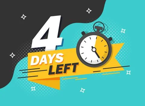 4 days left icon in flat style. Offer countdown date number vector illustra.. 스톡 일러스트
