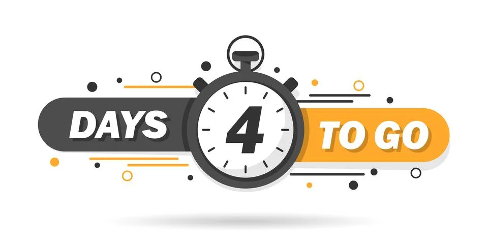4 days left icon in flat style. Offer countdown date number vector illustra.. 스톡 일러스트