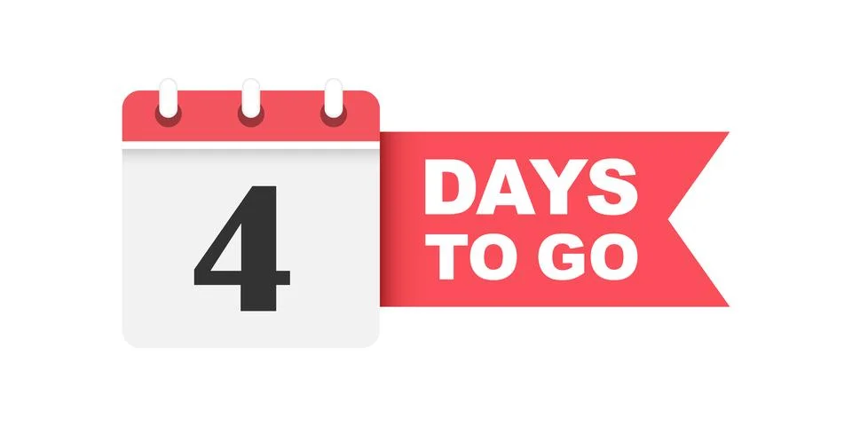 4 days left icon in flat style. Offer countdown date number vector illustra.. Stock Illustration