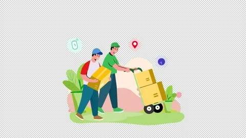 4- Delivery team a set of online shop cartoon with alpha channel Stock Footage 233894563