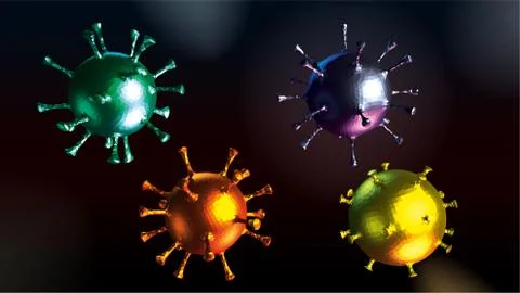 4 different lowpoly style coronavirus presentations. Stock Illustration