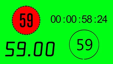 4 different time keeper on green screen background. Count down 60 to 0 second. Stock Footage 112272820