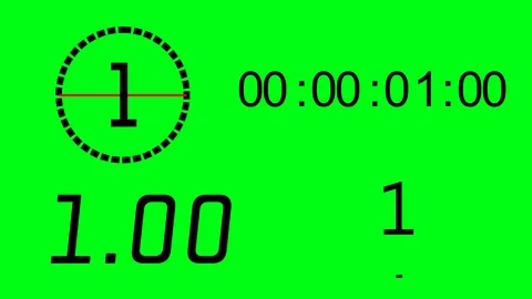 4 different time keeper on green screen. Counting 0 to 60 second. Stock Footage 112272851