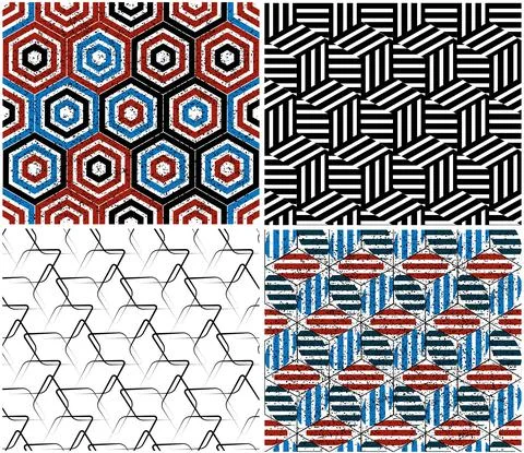 4 different vector patterns in the same package_h Illustrazione stock