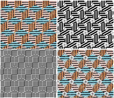 4 different vector patterns in the same package_r Stock Illustration