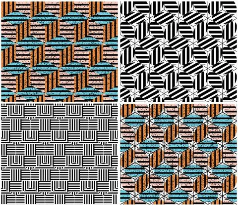 4 different vector patterns in the same package_s Stock Illustration