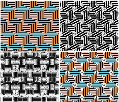 4 different vector patterns in the same package_t Stock Illustration