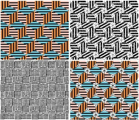 4 different vector patterns in the same package_u 스톡 일러스트