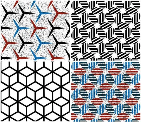 4 different vector patterns in the same package_m Stock Illustration