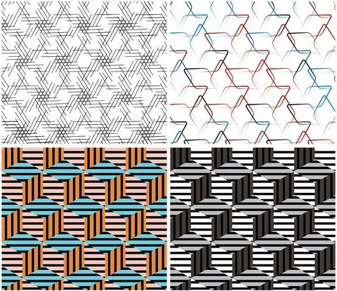 4 different vector patterns in the same package_p Stock Illustration