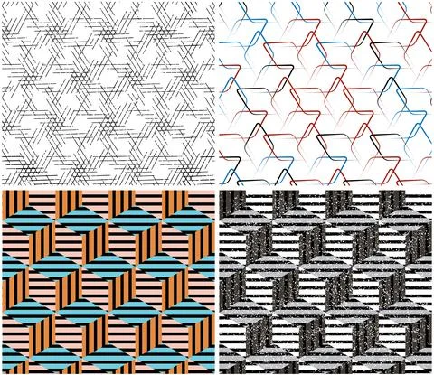 4 different vector patterns in the same package_r イラスト素材