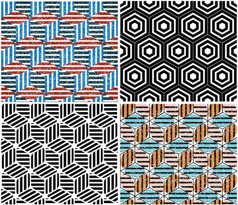 4 different vector patterns in the same package_b Illustrazione stock