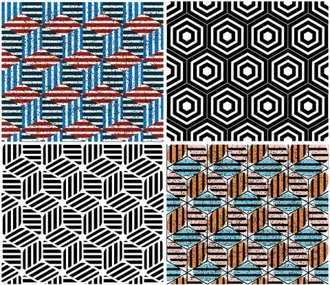 4 different vector patterns in the same package_c Stockillustratie