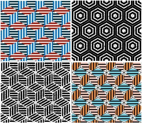4 different vector patterns in the same package_d Stock Illustration
