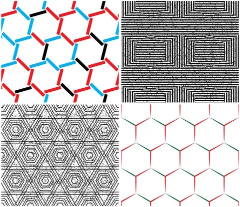 4 different vector patterns in the same package_i Stockillustratie