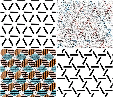 4 different vector patterns in the same package_n Illustrazione stock