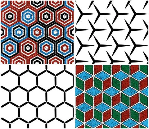 4 different vector patterns in the same package_s Stockillustratie