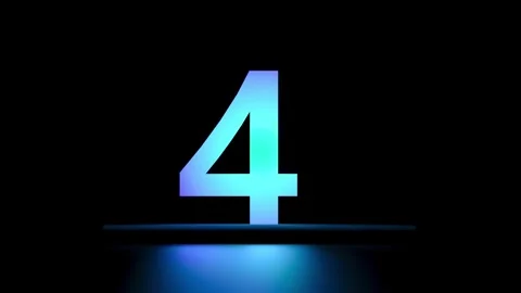 4 digit, glowing abstract number four,4,animation.3D render Stock Footage 266664631