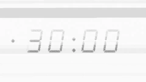 4 digits, 30 second digital clock counting down. Black text on white with white 스톡 동영상 311806532